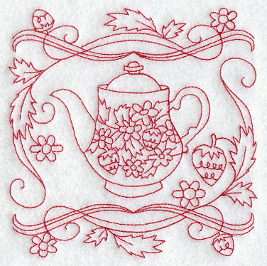 Teapot 3 (Redwork)