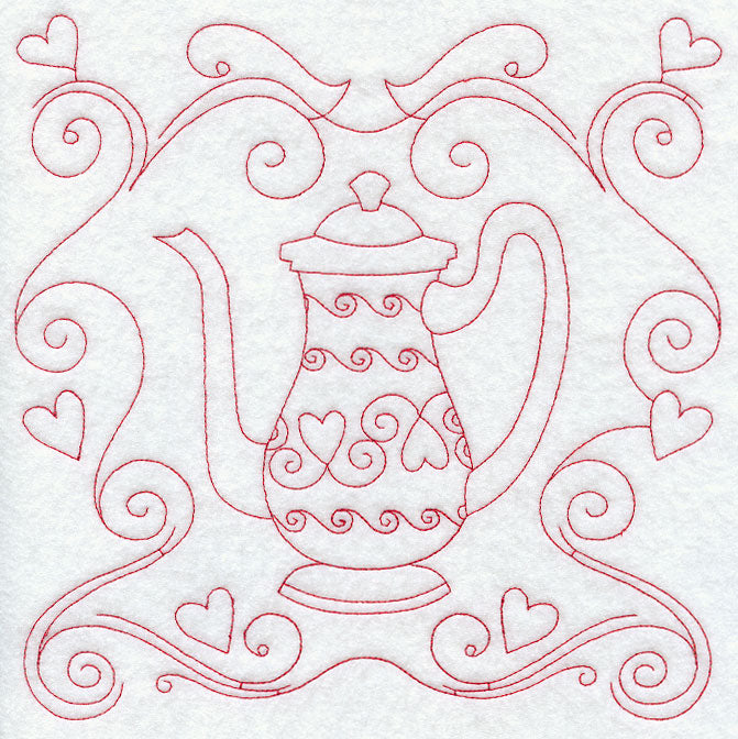 Teapot 6 (Redwork)
