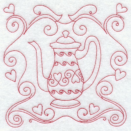 Teapot 6 (Redwork)