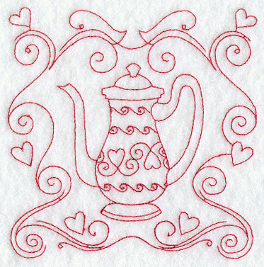 Teapot 6 (Redwork)