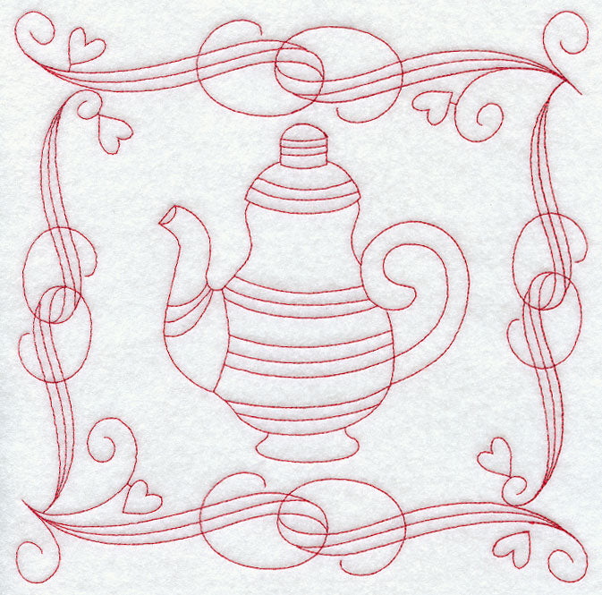 Teapot 5 (Redwork)