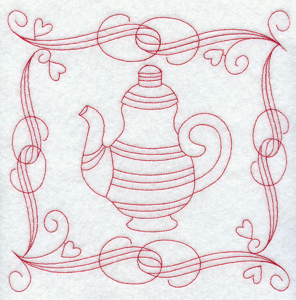 Teapot 5 (Redwork)