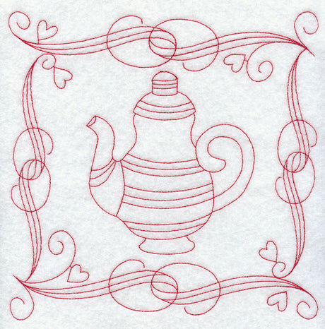 Teapot 5 (Redwork)