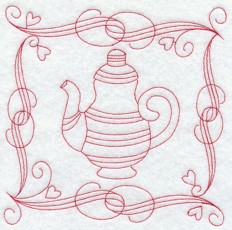Teapot 5 (Redwork)
