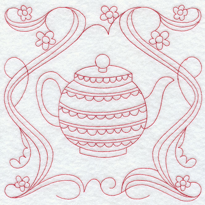 Teapot 4 (Redwork)