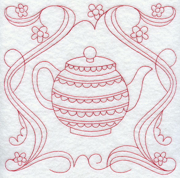 Teapot 4 (Redwork)
