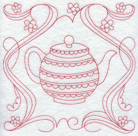 Teapot 4 (Redwork)