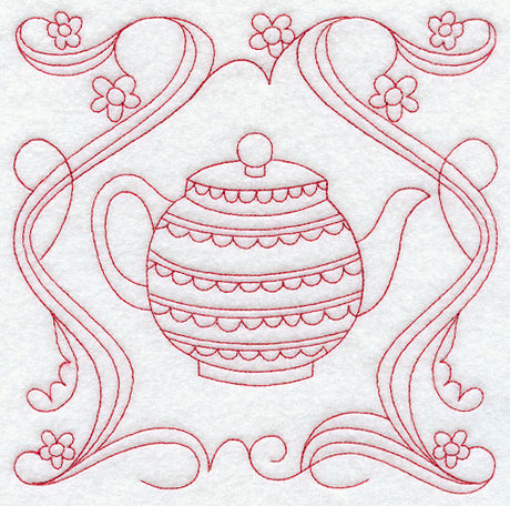 Teapot 4 (Redwork)