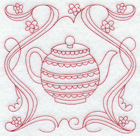 Teapot 4 (Redwork)