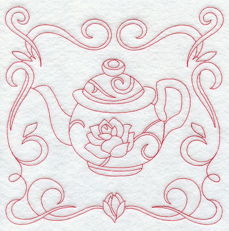 Teapot 8 (Redwork)