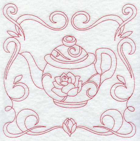 Teapot 8 (Redwork)