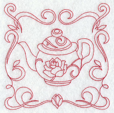 Teapot 8 (Redwork)