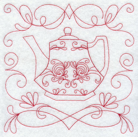 Teapot 7 (Redwork)