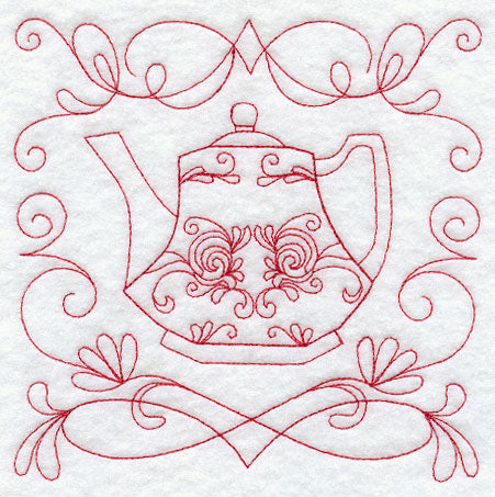 Teapot 7 (Redwork)