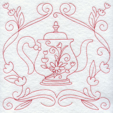 Teapot 9 (Redwork)