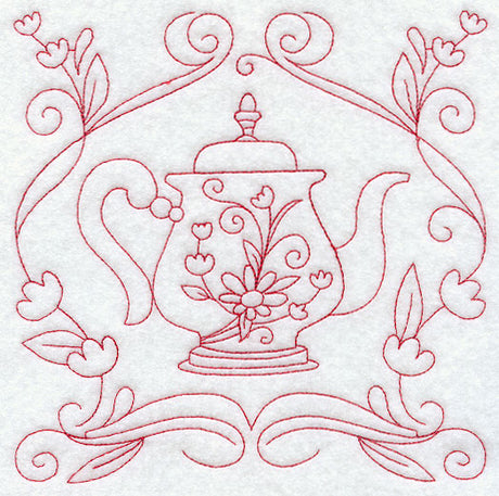 Teapot 9 (Redwork)