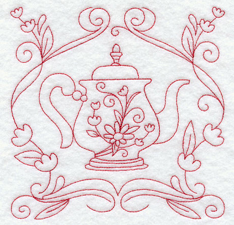 Teapot 9 (Redwork)