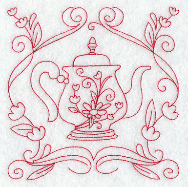 Teapot 9 (Redwork)