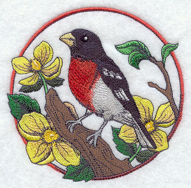 Rose-breasted Grosbeak and Wood Poppy Circle
