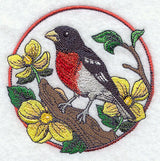 Rose-breasted Grosbeak and Wood Poppy Circle