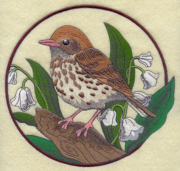 Wood Thrush and Lily of the Valley Circle