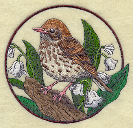 Wood Thrush and Lily of the Valley Circle