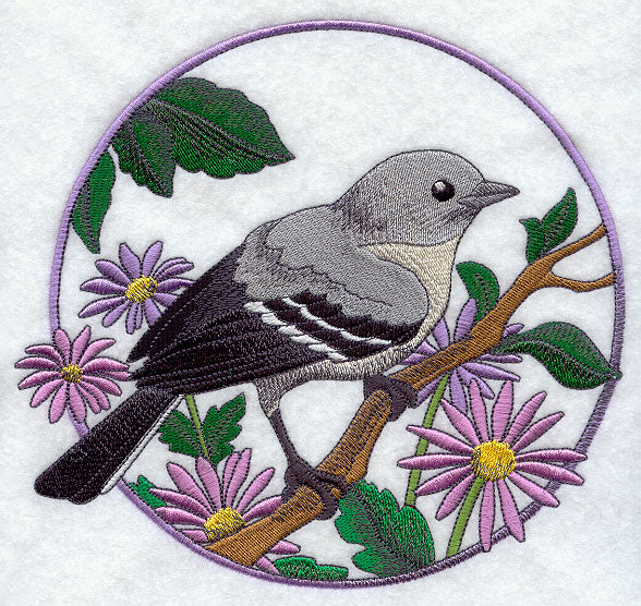 Mockingbird and Purple Aster Circle