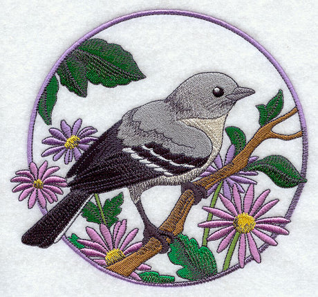 Mockingbird and Purple Aster Circle