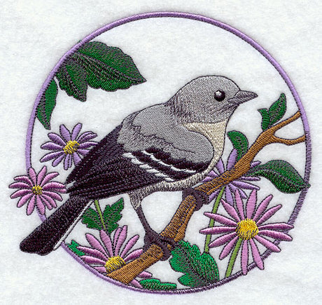 Mockingbird and Purple Aster Circle