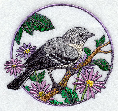 Mockingbird and Purple Aster Circle