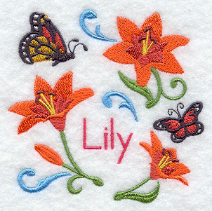 Lily and Monarch Butterfly Square