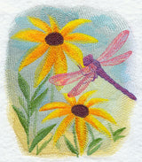 Dragonfly and Flowers in Watercolor