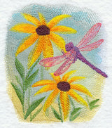 Dragonfly and Flowers in Watercolor