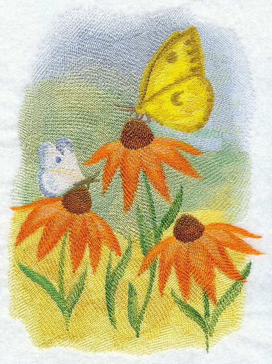 Butterflies and Flowers in Watercolor