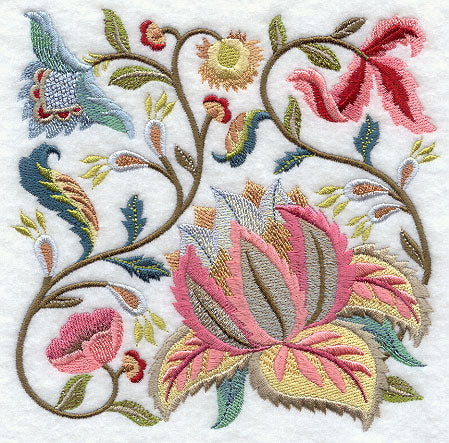 Jacobean Summer Flowers Square 1