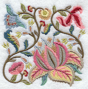 Jacobean Summer Flowers Square 1