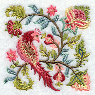 Jacobean Bird and Flower Square 1