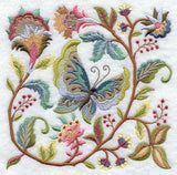 Jacobean Butterfly and Flower Square 1