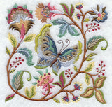 Jacobean Butterfly and Flower Square 1