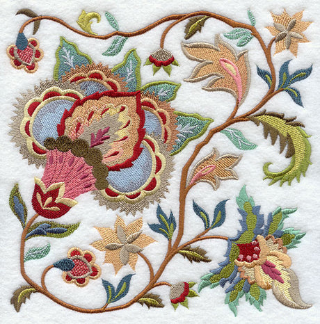 Jacobean Summer Flowers Square 2