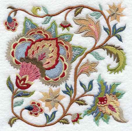 Jacobean Summer Flowers Square 2