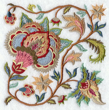 Jacobean Summer Flowers Square 2