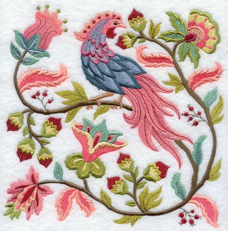 Jacobean Bird and Flower Square 2