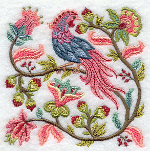 Jacobean Bird and Flower Square 2