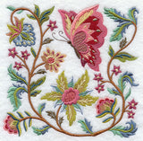 Jacobean Butterfly and Flower Square 2