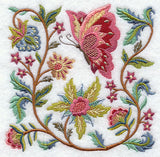 Jacobean Butterfly and Flower Square 2