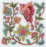 Jacobean Butterfly and Flower Square 2