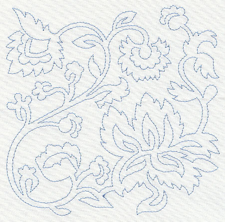 Jacobean Flower Quilting Square 1 (Single Run)