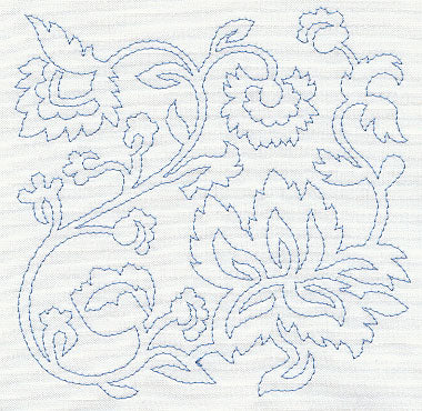 Jacobean Flower Quilting Square 1 (Single Run)