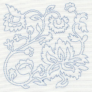 Jacobean Flower Quilting Square 1 (Single Run)